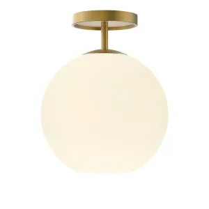 Aria 10" Flush Mount, Satin Brass with Opal Glass