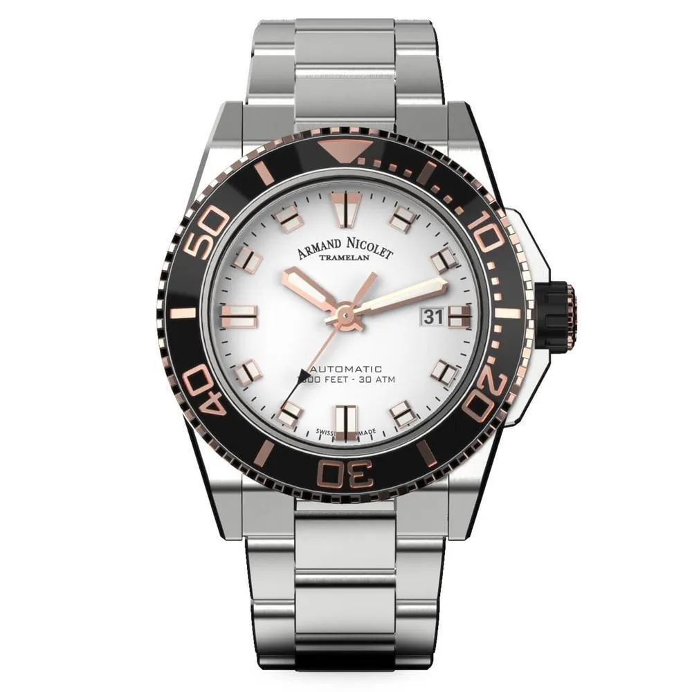 Armand Nicolet JS9-44 Silver/Rose Gold Stainless Steel