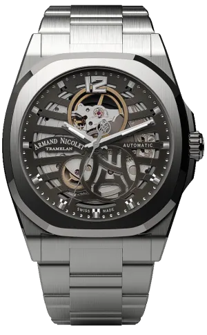 Armand Nicolet Men's Watch J09 Skeleton 41mm Grey A660RAA-GR-MA4660AA