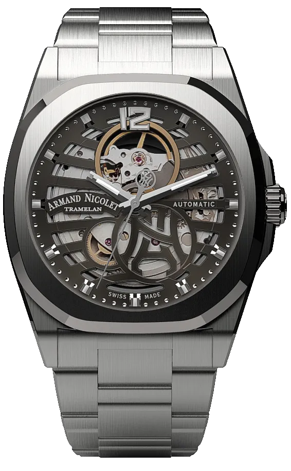 Armand Nicolet Men's Watch J09 Skeleton 41mm Grey A660RAA-GR-MA4660AA