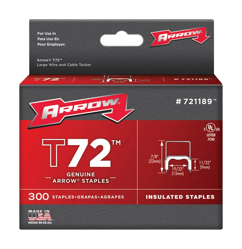 Arrow T72 19/32 in. W X 7/8 in. L 15 Ga. Wide Crown Insulated Staples 300 pk