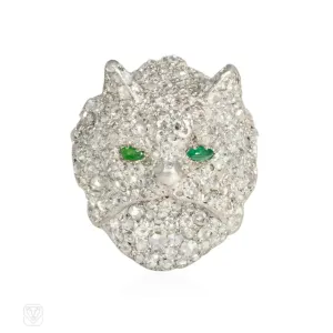 Art Deco diamond cat brooch