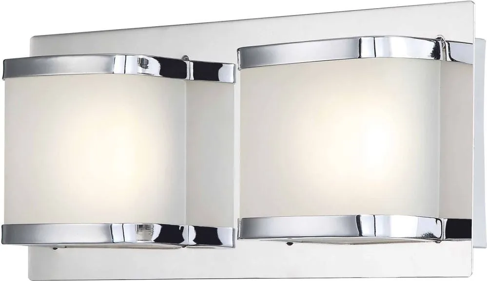 Bandeaux 2 Light Led Vanity In Chrome and Opal Glass