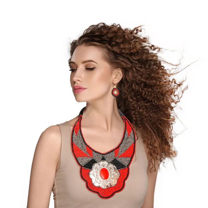 Beaded Bib Necklace Set