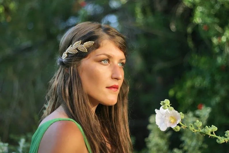 Beaded Leaves Goddess Crown