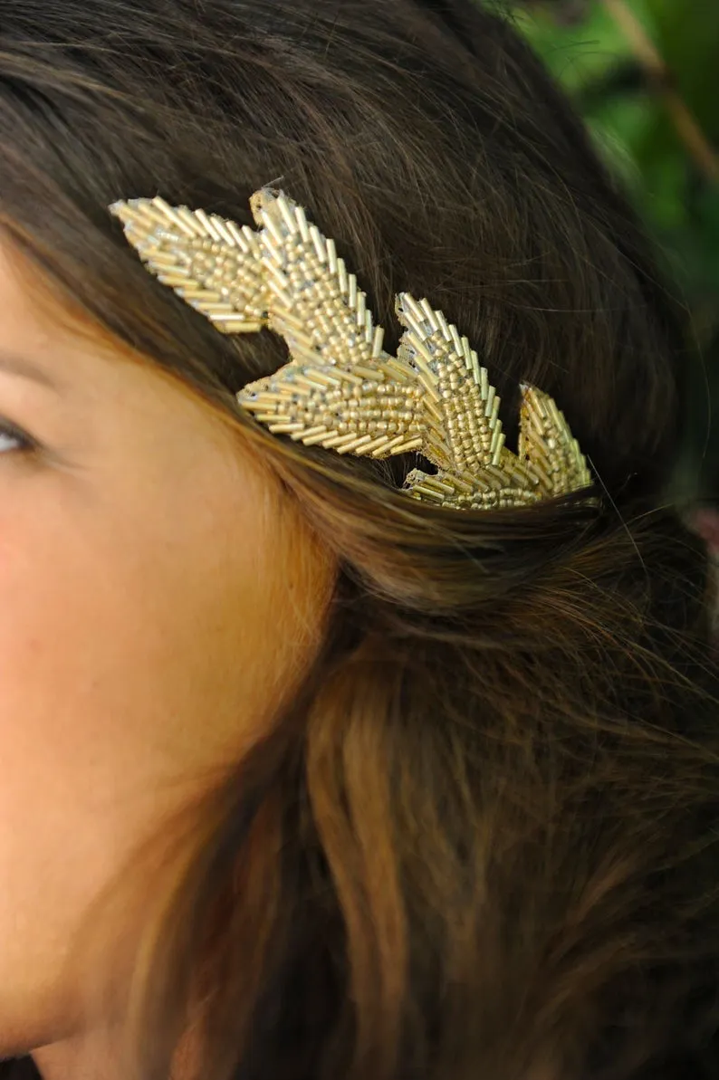 Beaded Leaves Goddess Crown