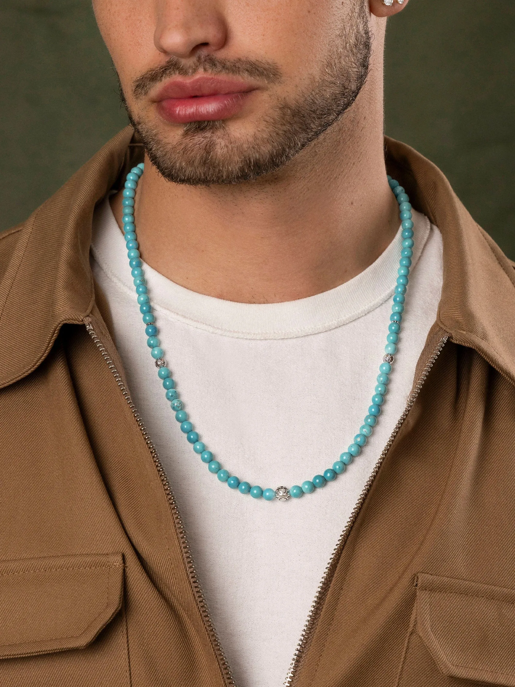 Beaded Necklace with Turquoise and Silver