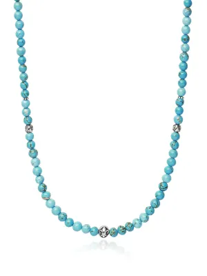 Beaded Necklace with Turquoise and Silver