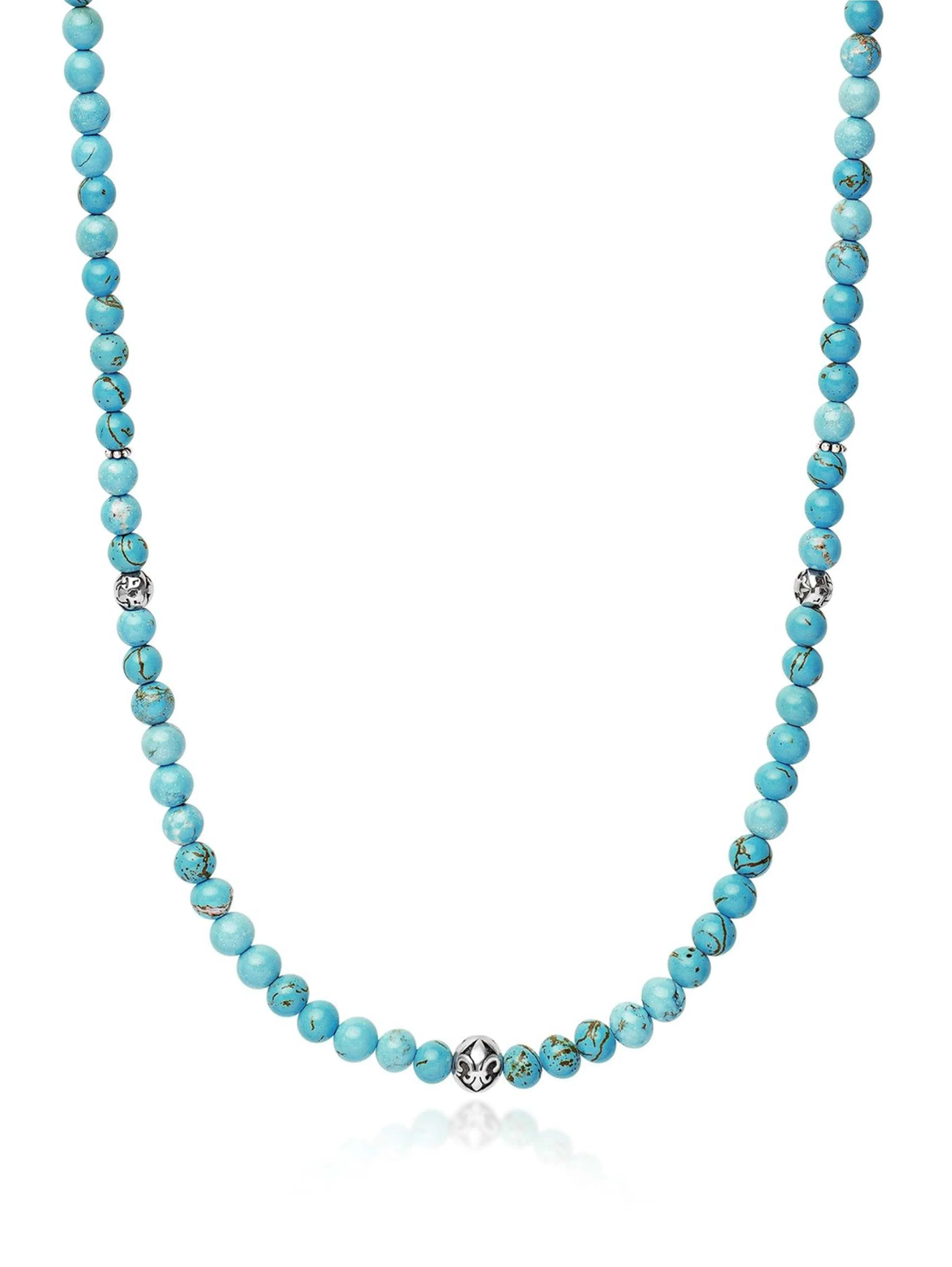 Beaded Necklace with Turquoise and Silver