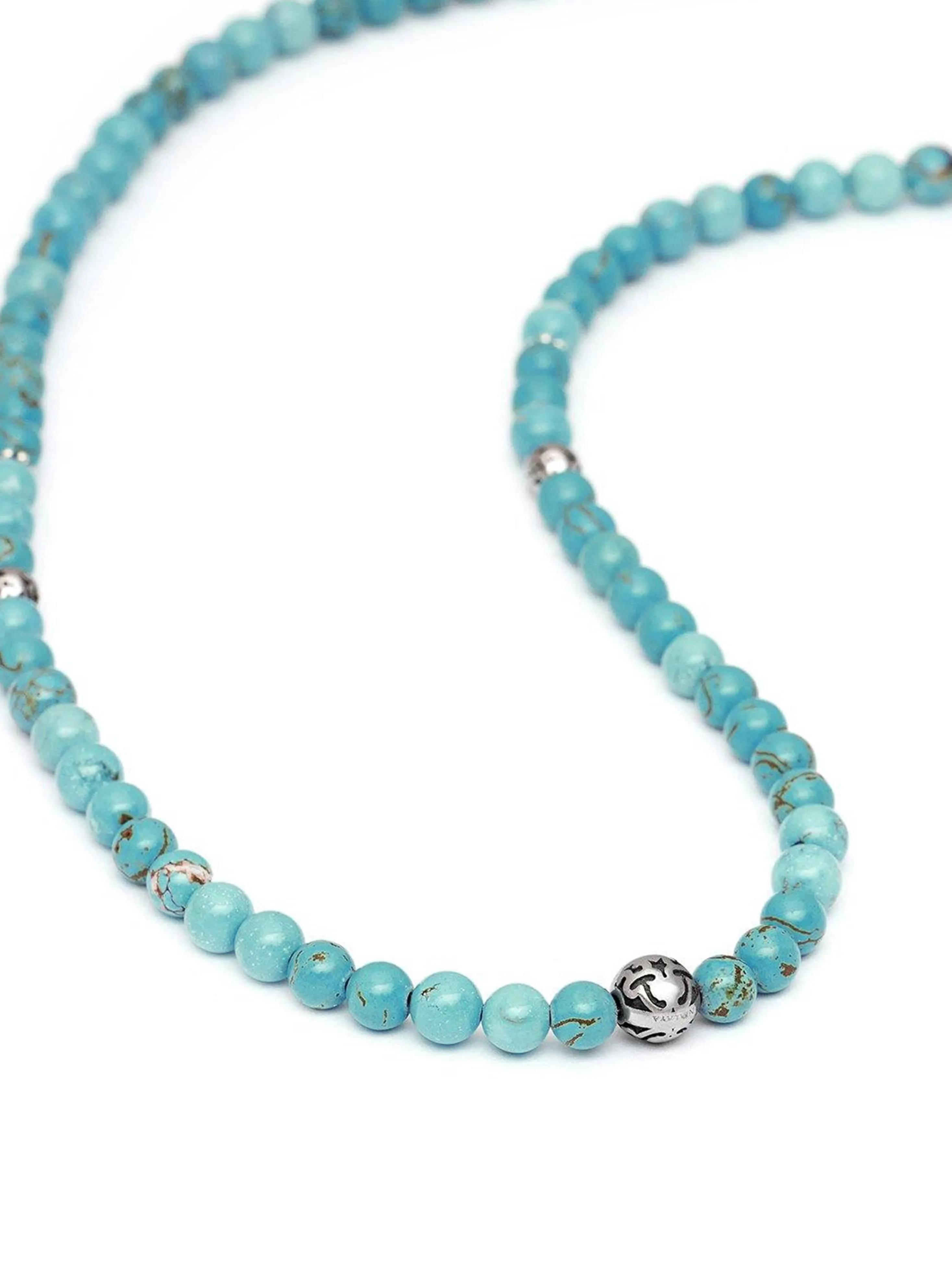 Beaded Necklace with Turquoise and Silver