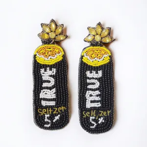 Beaded Yellow Seltzer Earrings