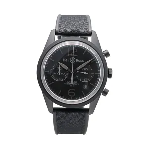 Bell & Ross Watch Vintage Phantom Black PVD Chronograph Rubber strap 41mm (Preowned)