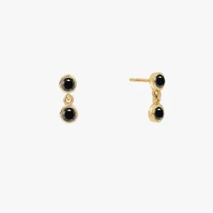 Black Double Bezel Stud Earrings