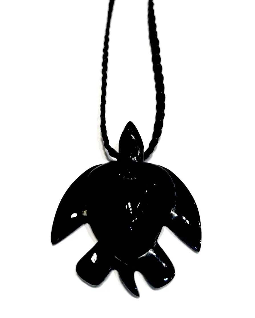 Black jade honu shape necklace