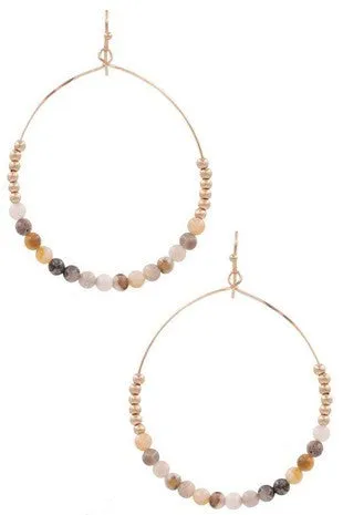 Boho Beaded Hoop Drop Earrings