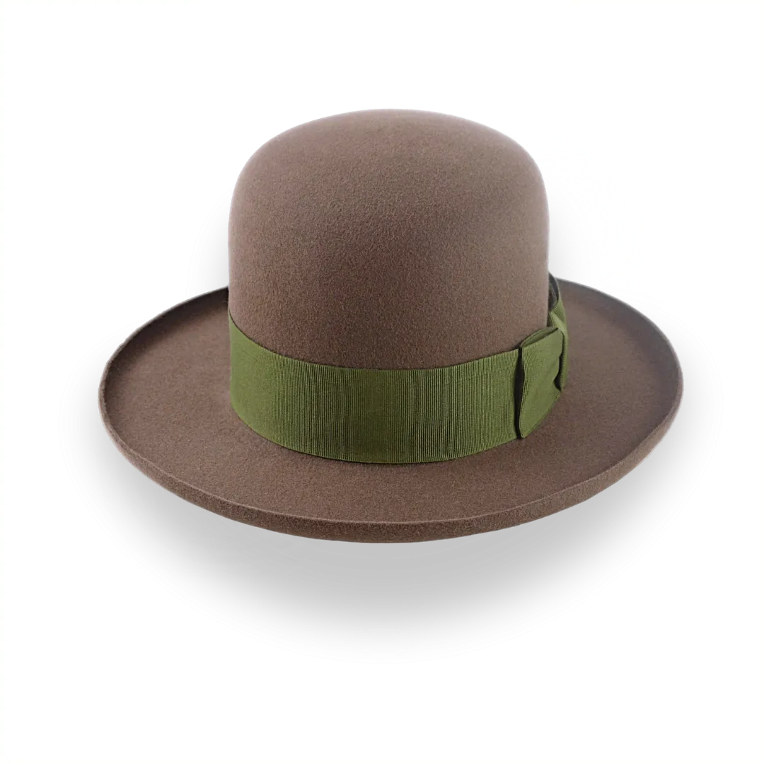 Brown Open Crown Felt Hat with Wide Rolled Brim | The Rover