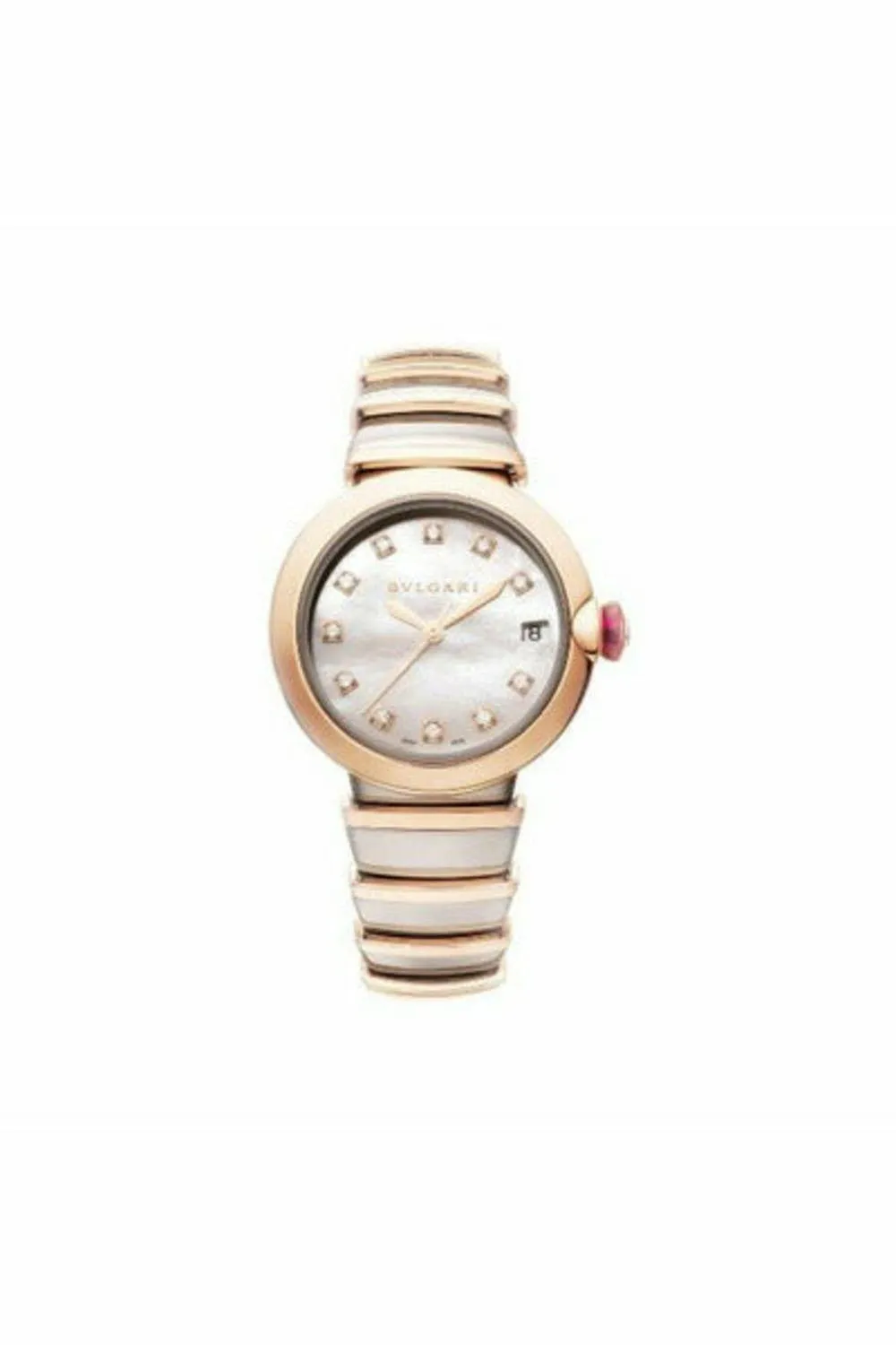 bvlgari lvcea 33mm stainless steel & 18kt rose gold ladies watch ref. lu33wspgspgd/11 102198