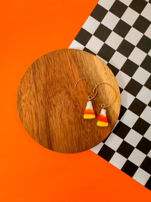 Candy Corn Hoops | Clay Earrings