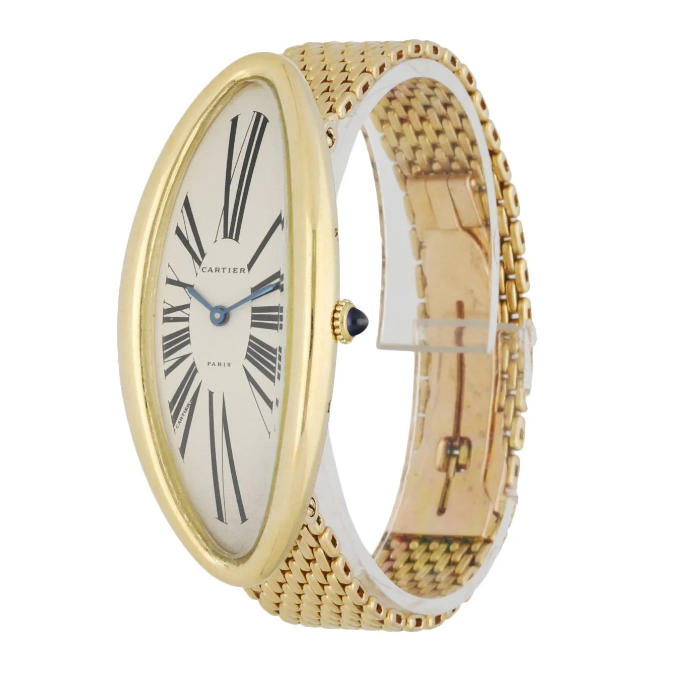 Cartier Baignoire Allongee W1507451 "Maxi Oval" 18K Yellow Gold Rare Man's Watch