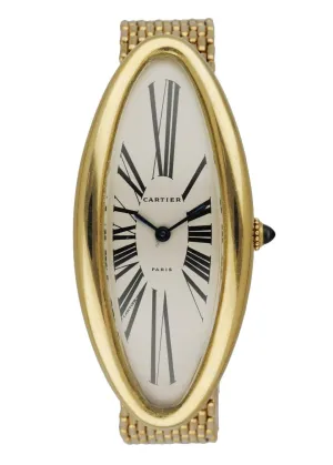 Cartier Baignoire Allongee W1507451 "Maxi Oval" 18K Yellow Gold Rare Man's Watch