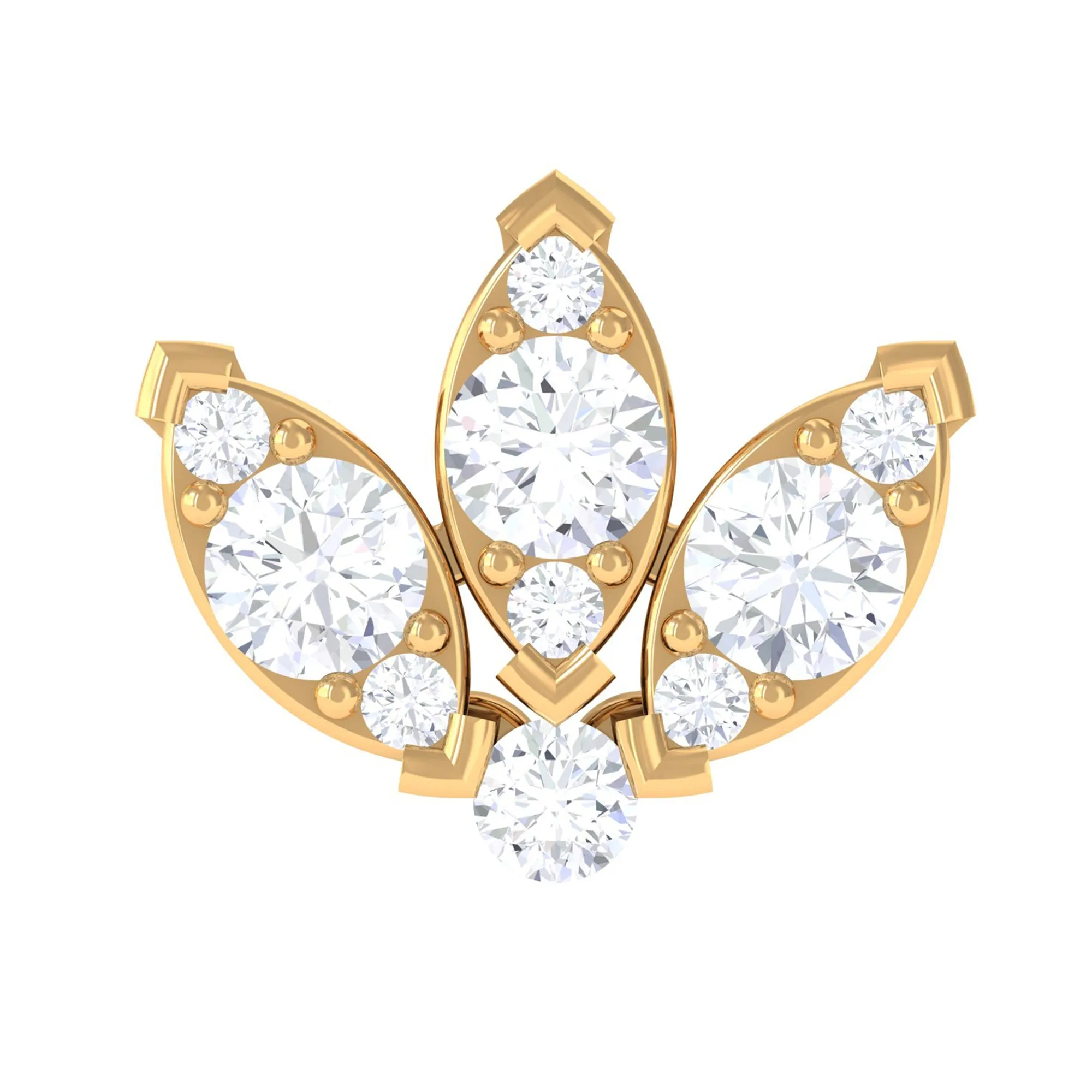 Certified Moissanite Lotus Earring for Cartilage Piercing