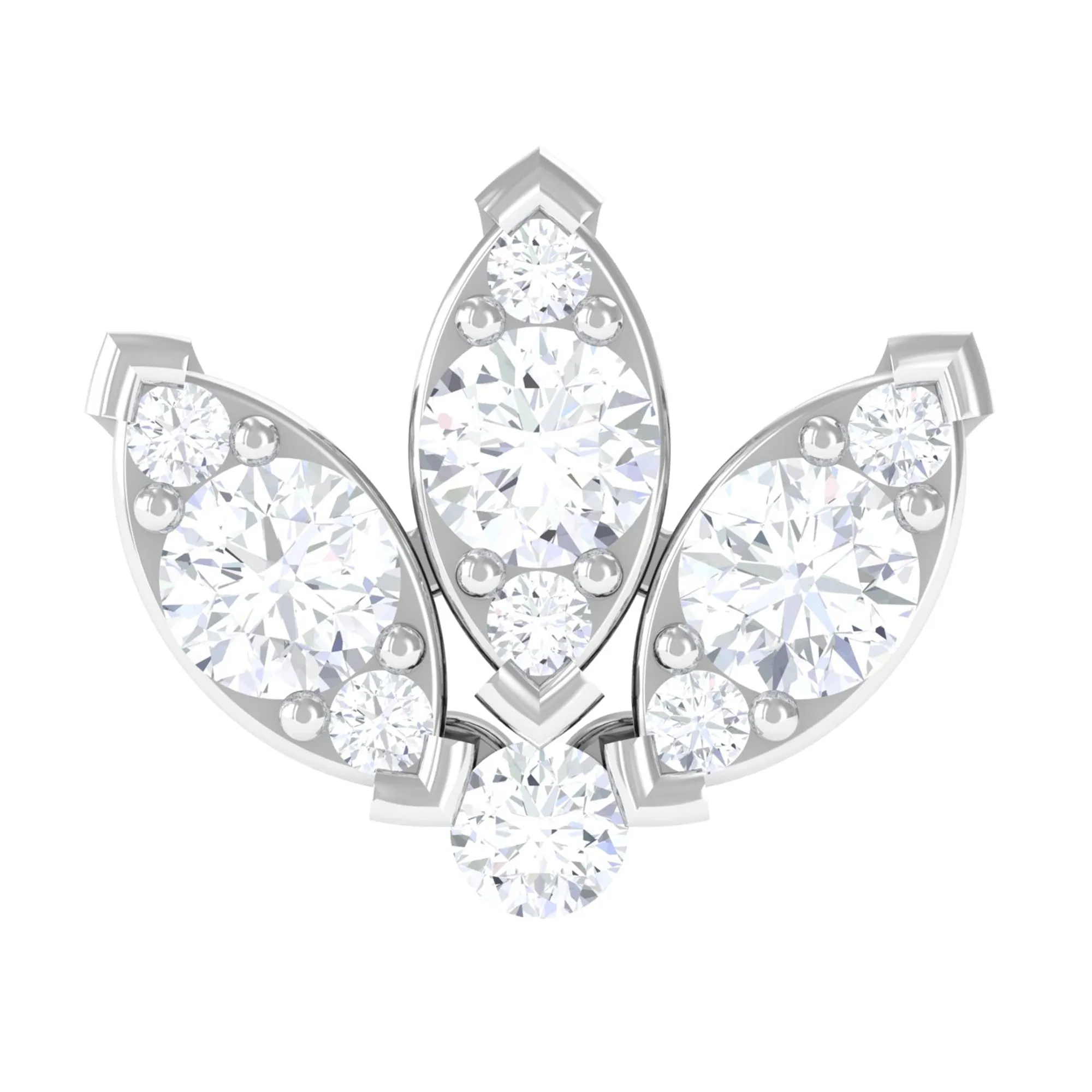 Certified Moissanite Lotus Earring for Cartilage Piercing