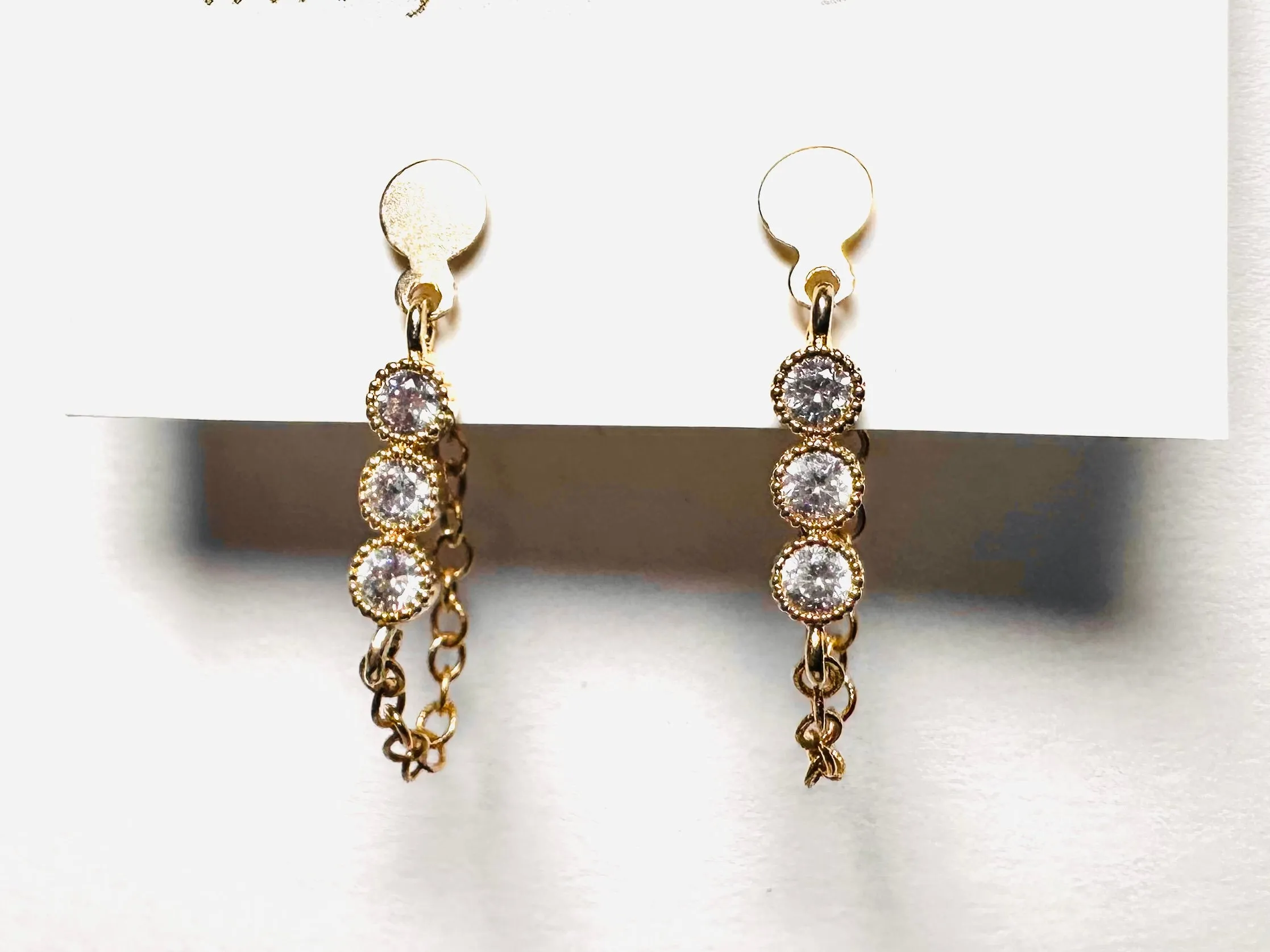 Chain Loop Earrings-Cubic Zirconia Gold Filled  Earrings, Modern Chain Earrings,