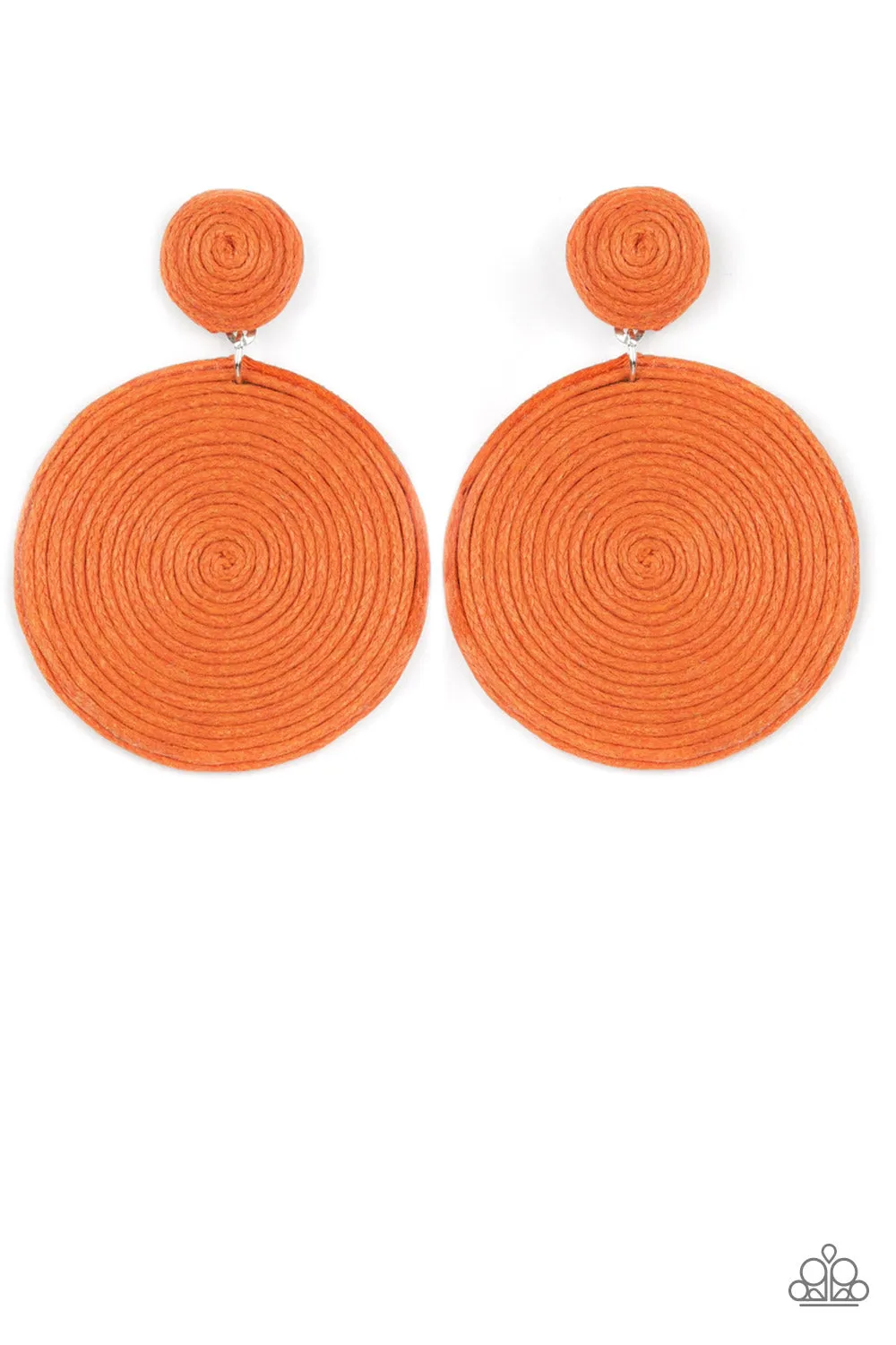 Circulate The Room - Orange Earrings - Paparazzi Accessories