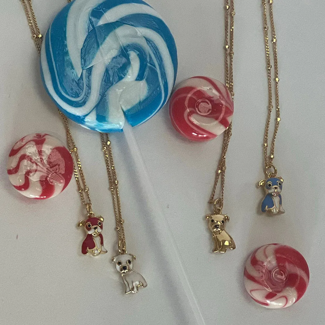 Cloud Haven Pit Bull Sweetie Pendant Necklace in Swirl Pop Turquoise