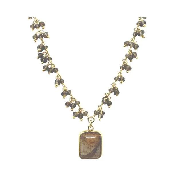 Cluster Vermeil Necklace With Pendant: Smokey Quartz (NGCLP77E)