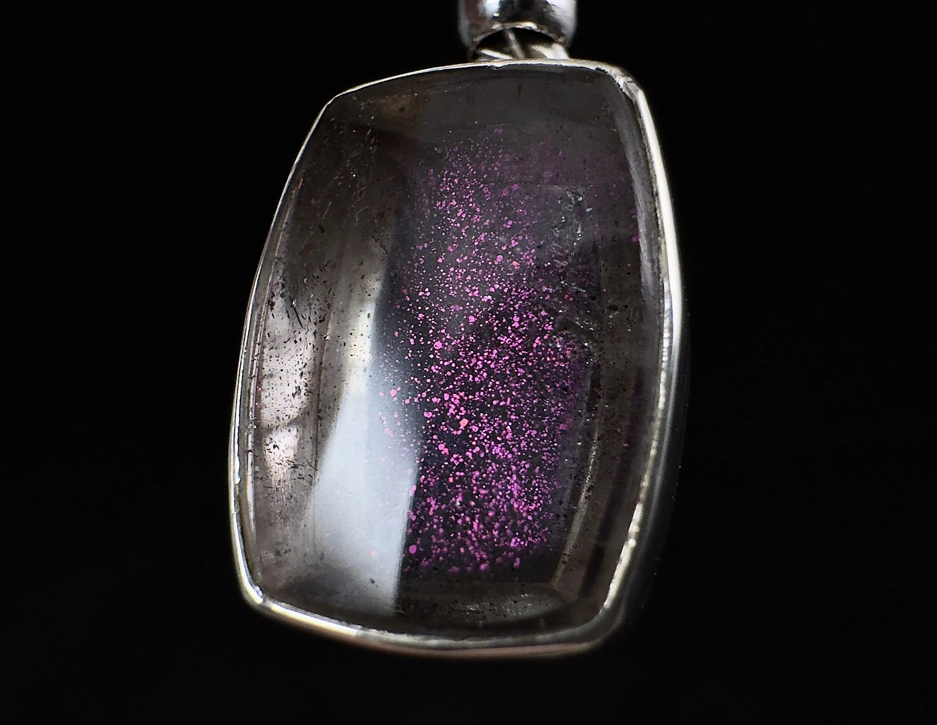 COVELLITE Crystal Pendant - Rare Pink FIRE QUARTZ Crystal with a Polished Finish Set in an Open Back Sterling Silver Bezel, 53886