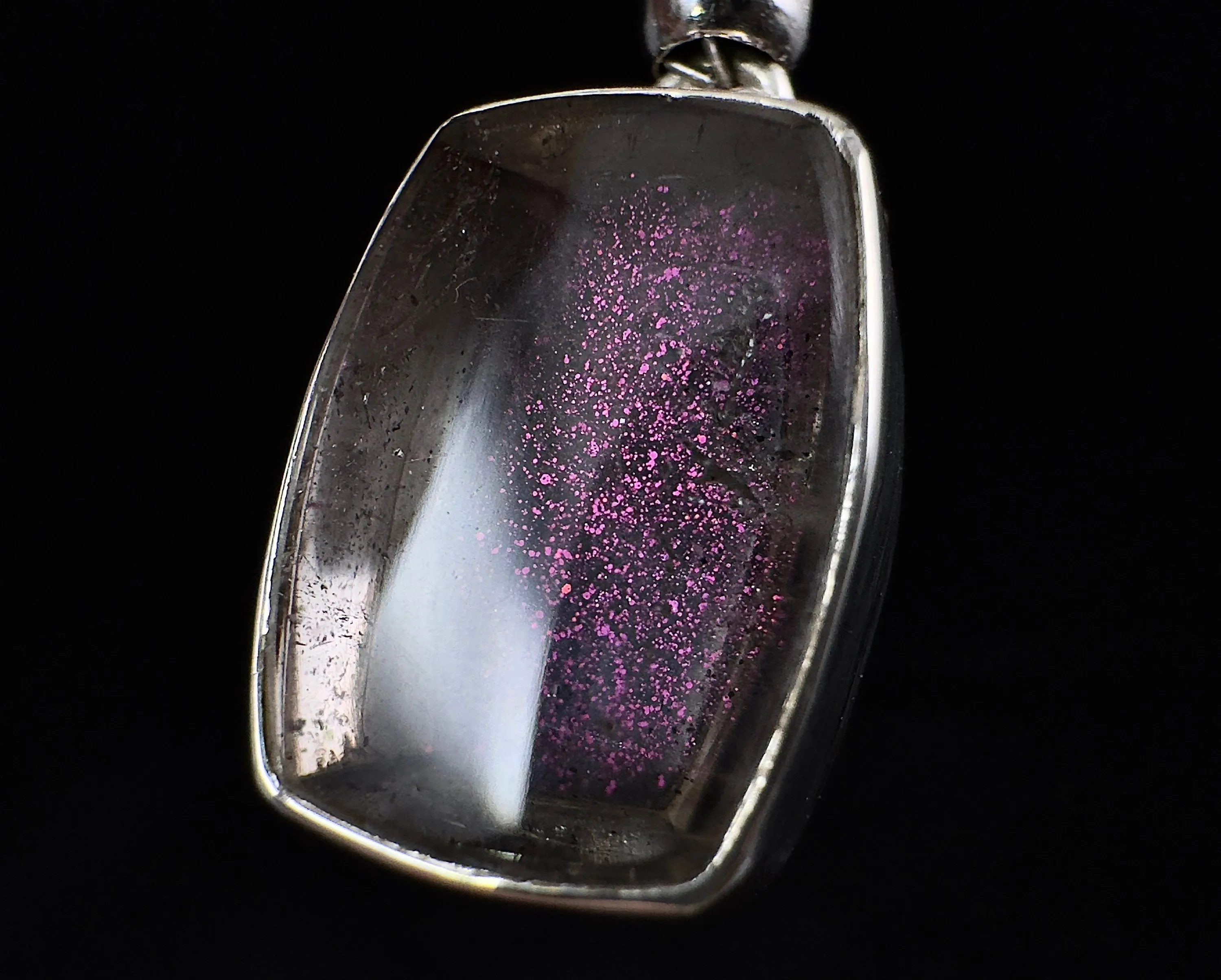 COVELLITE Crystal Pendant - Rare Pink FIRE QUARTZ Crystal with a Polished Finish Set in an Open Back Sterling Silver Bezel, 53886