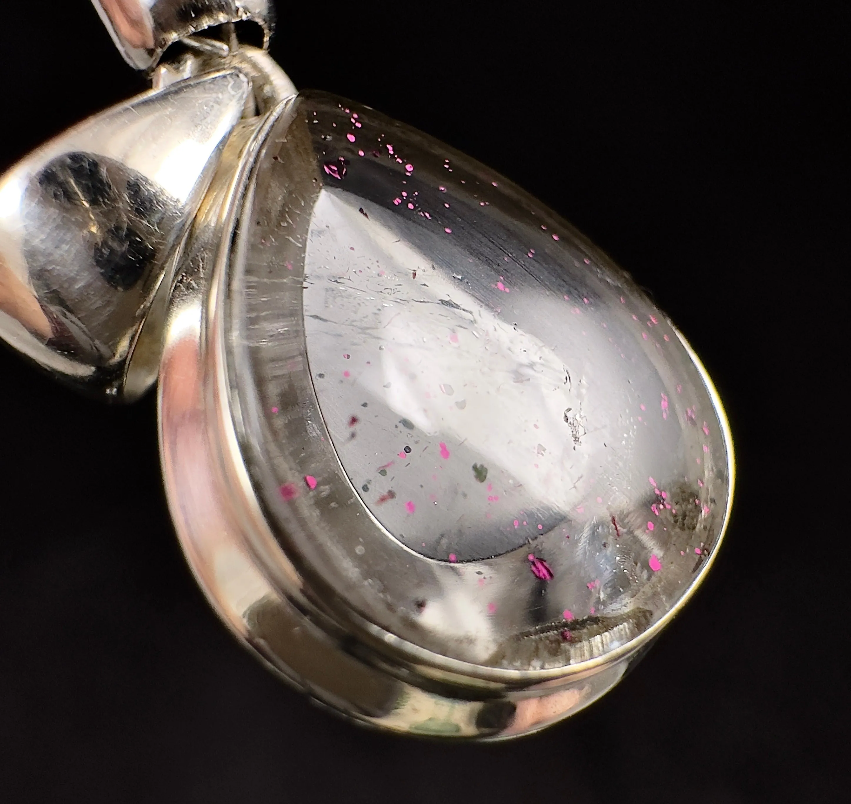 COVELLITE Pink Fire Quartz Crystal Pendant - Handmade Jewelry, Healing Crystals and Stones, 53366