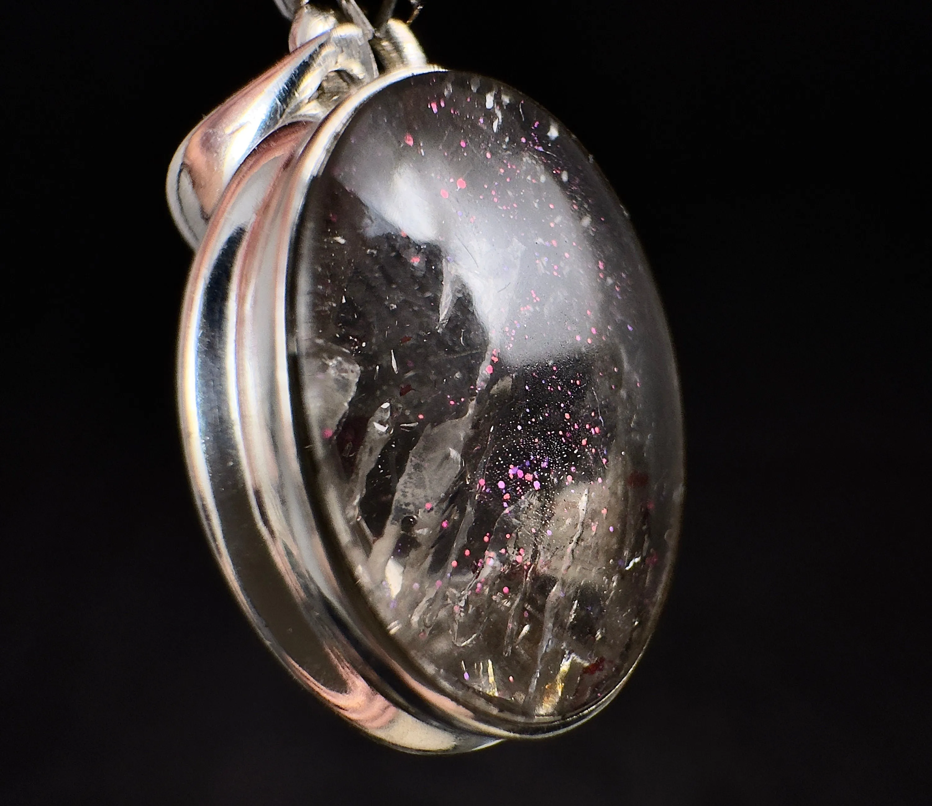 COVELLITE Pink Fire Quartz Crystal Pendant - Handmade Jewelry, Healing Crystals and Stones, 53374