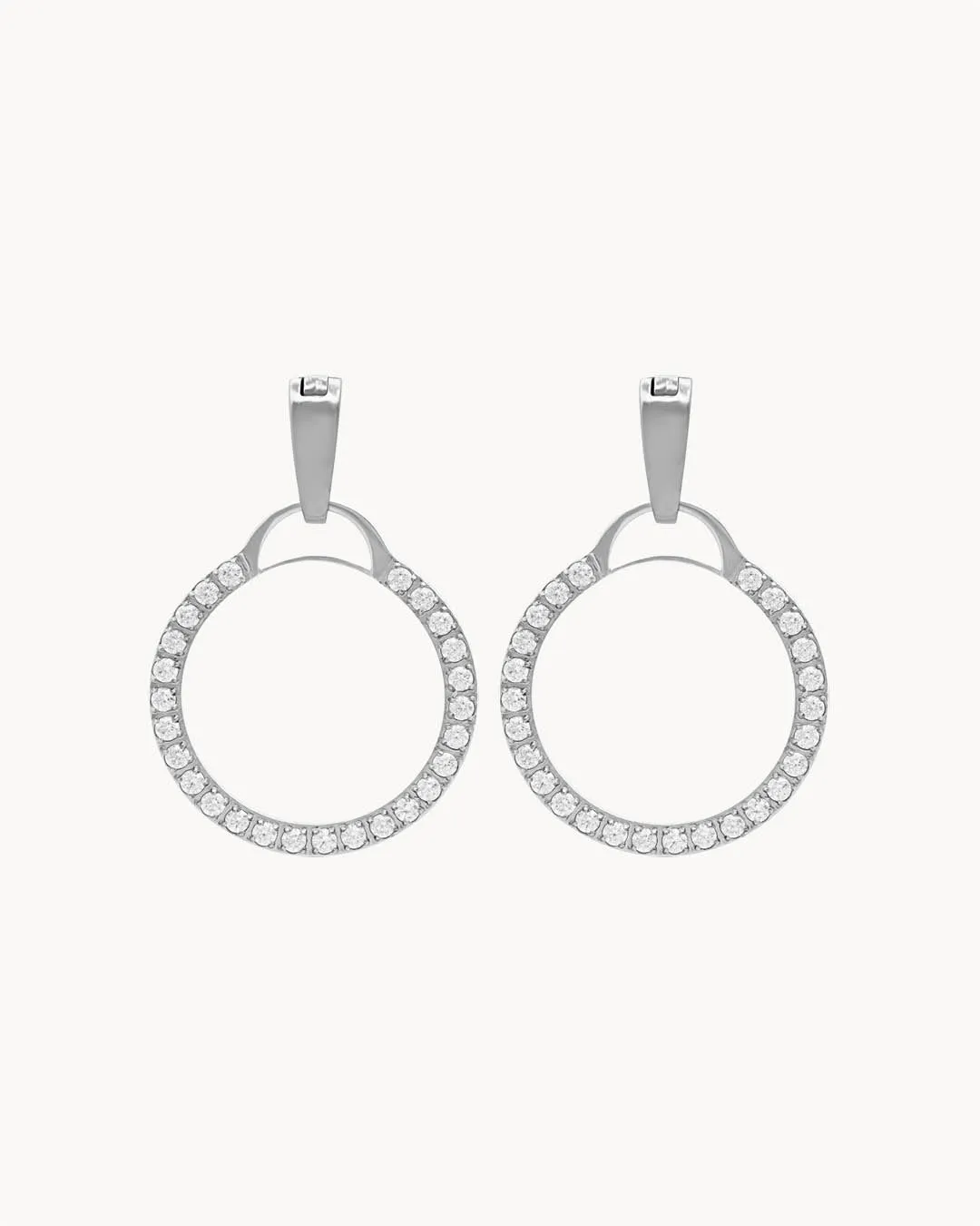 Dainty Starlight Circle Halo Earring Pendants, Silver