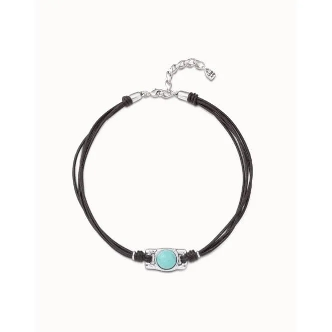 Darling Turquoise Leather Natural Stone Necklace