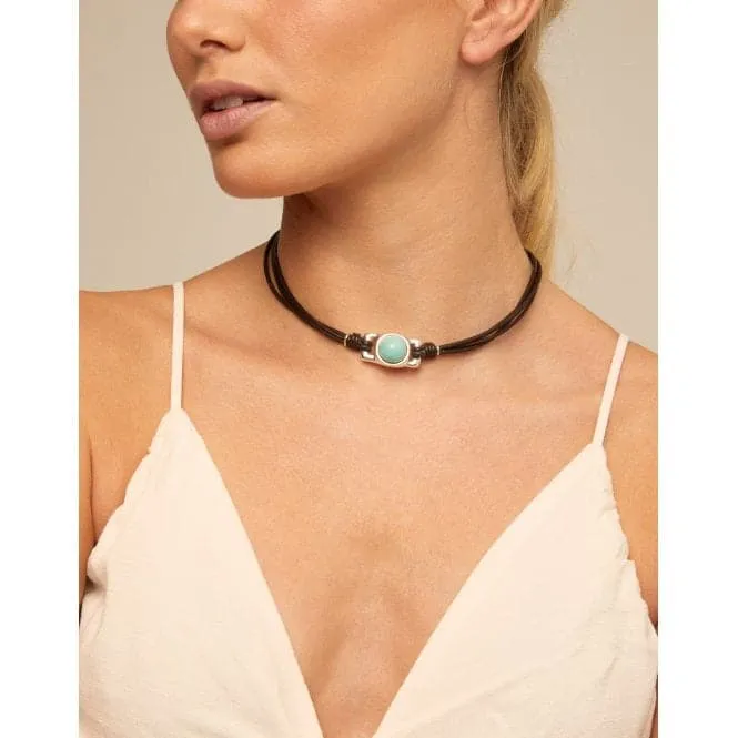 Darling Turquoise Leather Natural Stone Necklace