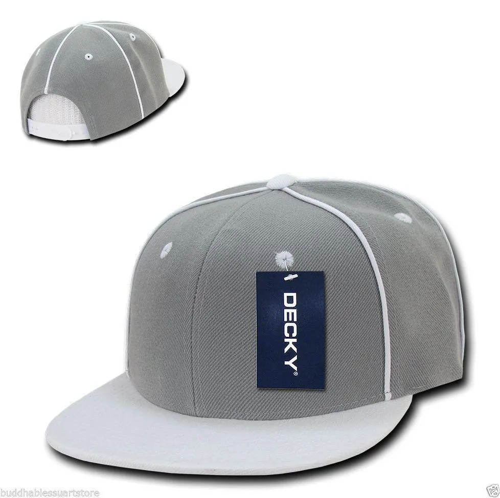 Decky Piped Crown Snapback Two Tone 6 Panel Flat Bill Hats Caps