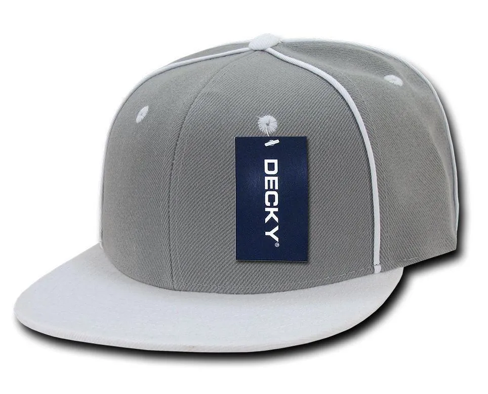 Decky Piped Crown Snapback Two Tone 6 Panel Flat Bill Hats Caps