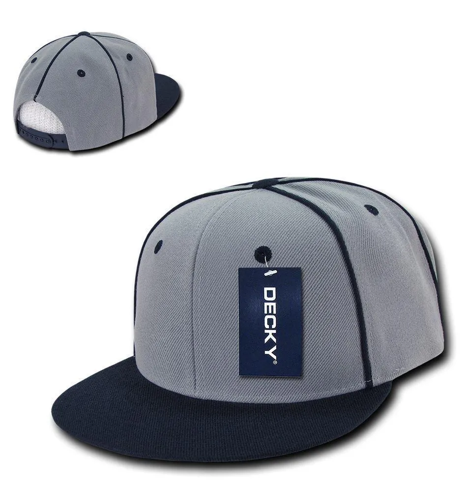 Decky Piped Crown Snapback Two Tone 6 Panel Flat Bill Hats Caps