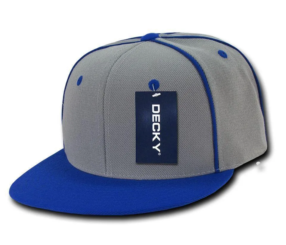 Decky Piped Crown Snapback Two Tone 6 Panel Flat Bill Hats Caps