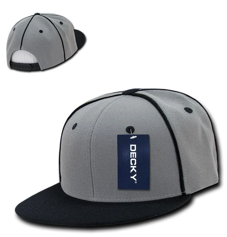 Decky Piped Crown Snapback Two Tone 6 Panel Flat Bill Hats Caps