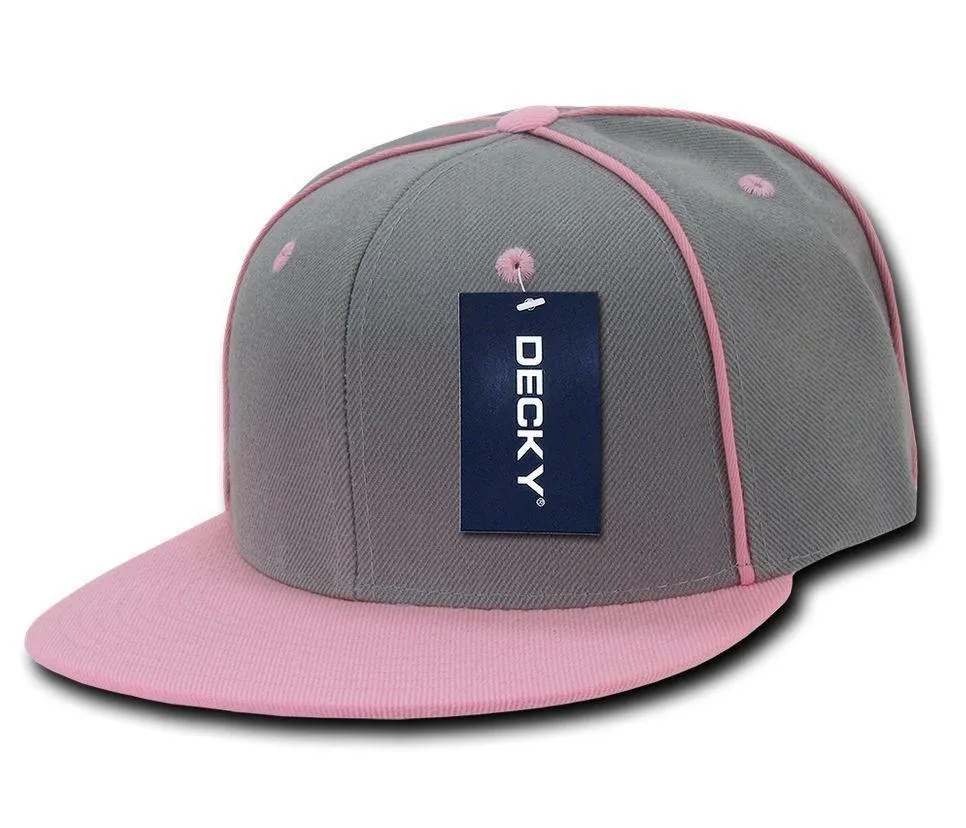 Decky Piped Crown Snapback Two Tone 6 Panel Flat Bill Hats Caps