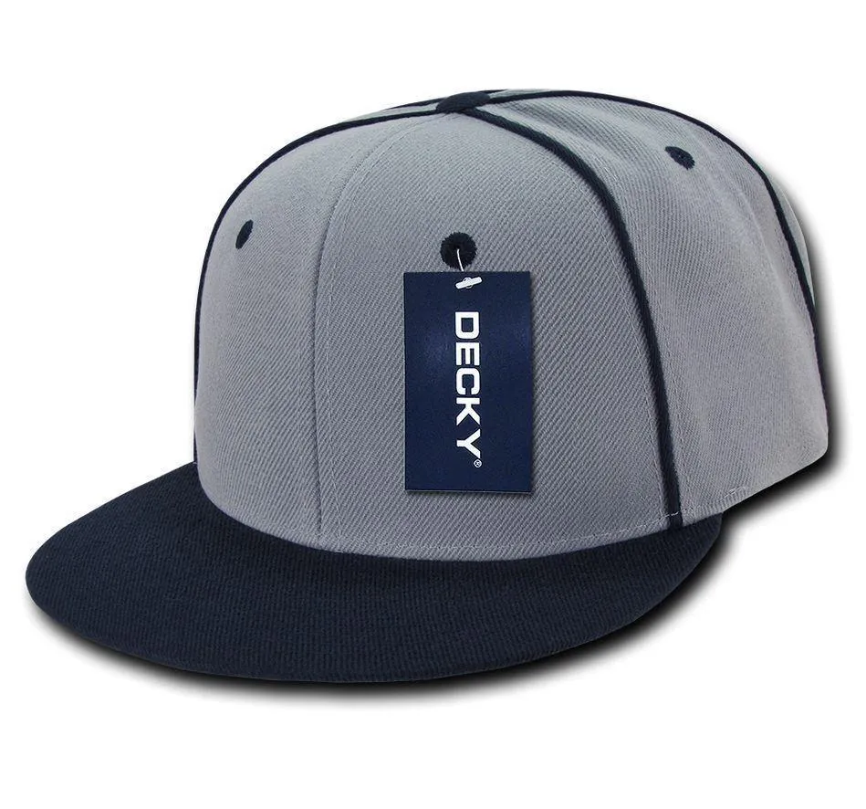 Decky Piped Crown Snapback Two Tone 6 Panel Flat Bill Hats Caps