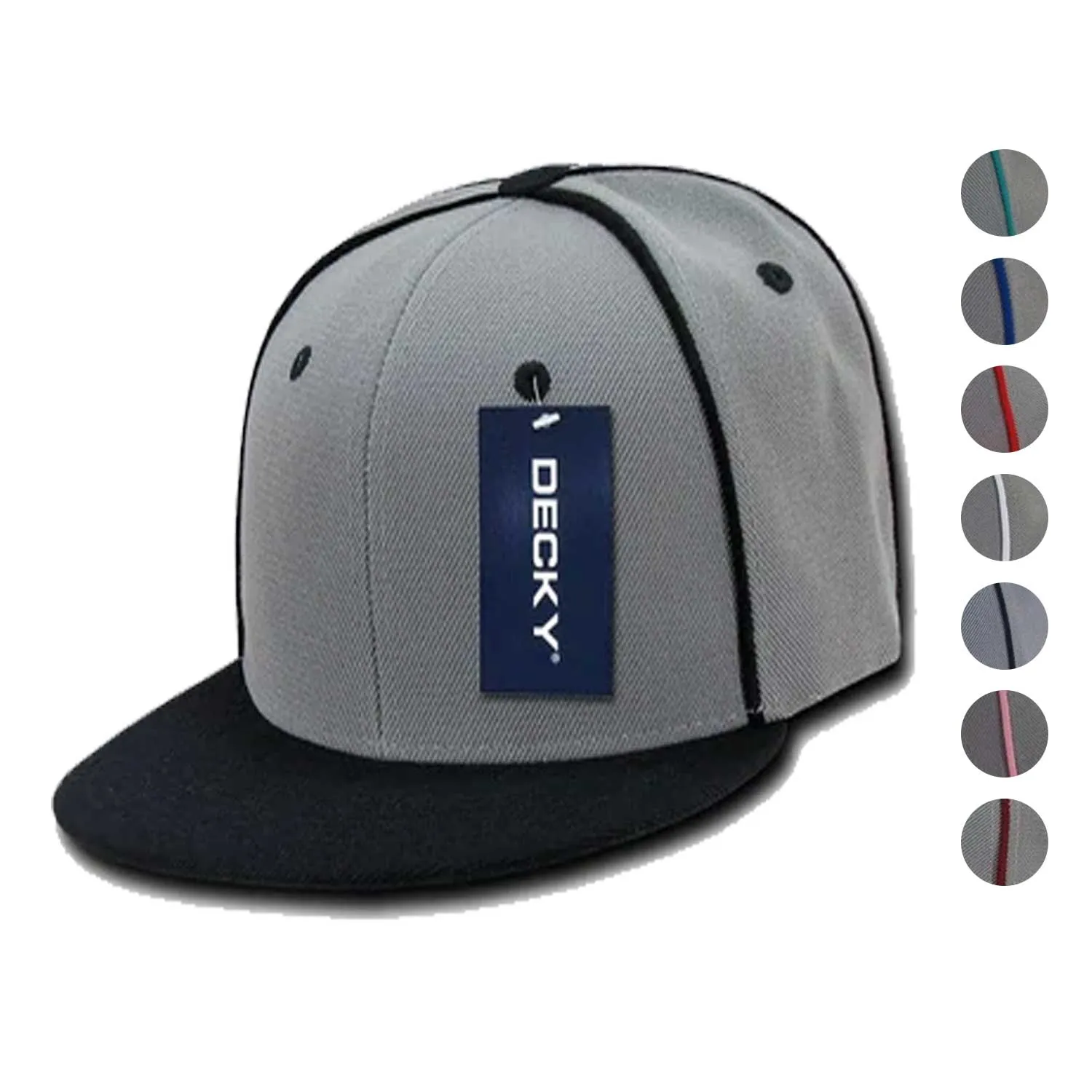 Decky Piped Crown Snapback Two Tone 6 Panel Flat Bill Hats Caps