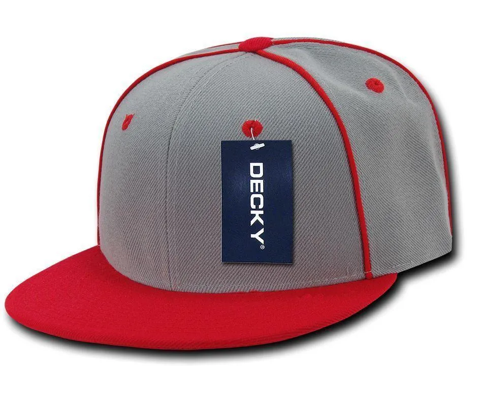 Decky Piped Crown Snapback Two Tone 6 Panel Flat Bill Hats Caps