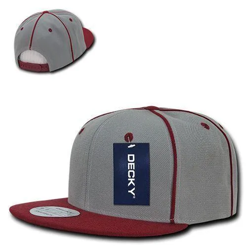 Decky Piped Crown Snapback Two Tone 6 Panel Flat Bill Hats Caps