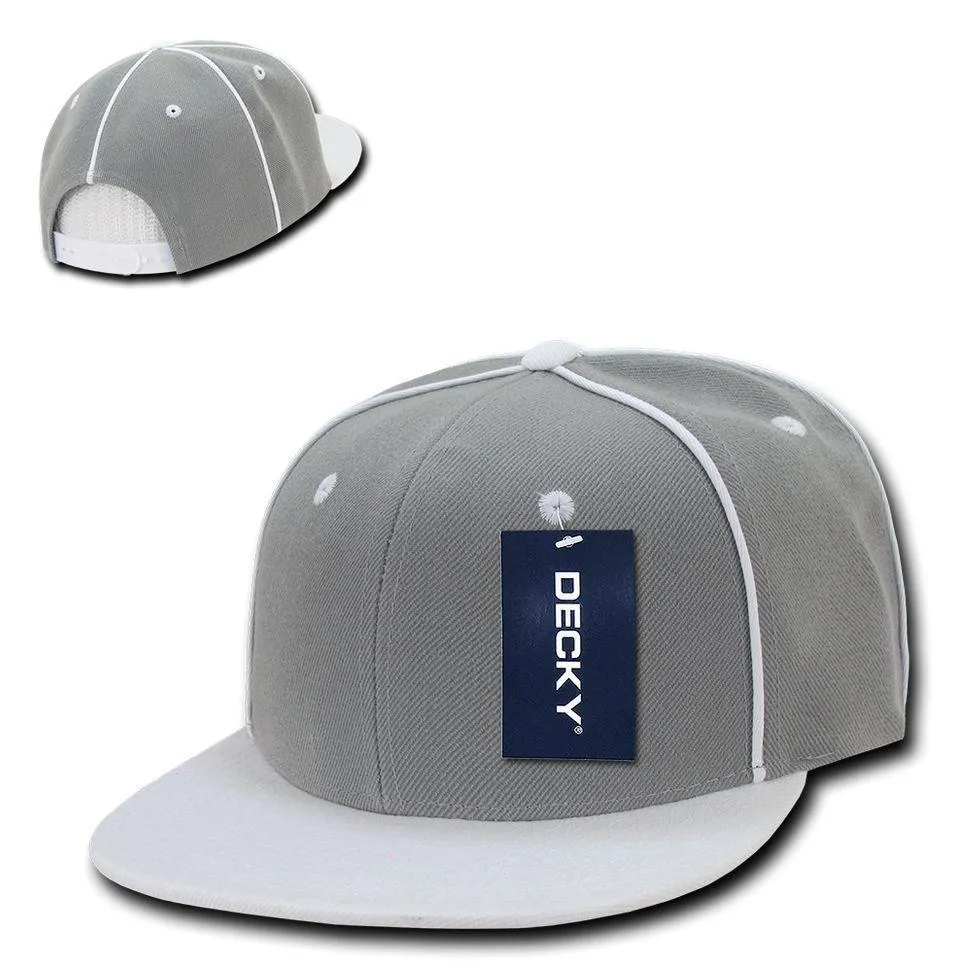 Decky Piped Crown Snapback Two Tone 6 Panel Flat Bill Hats Caps