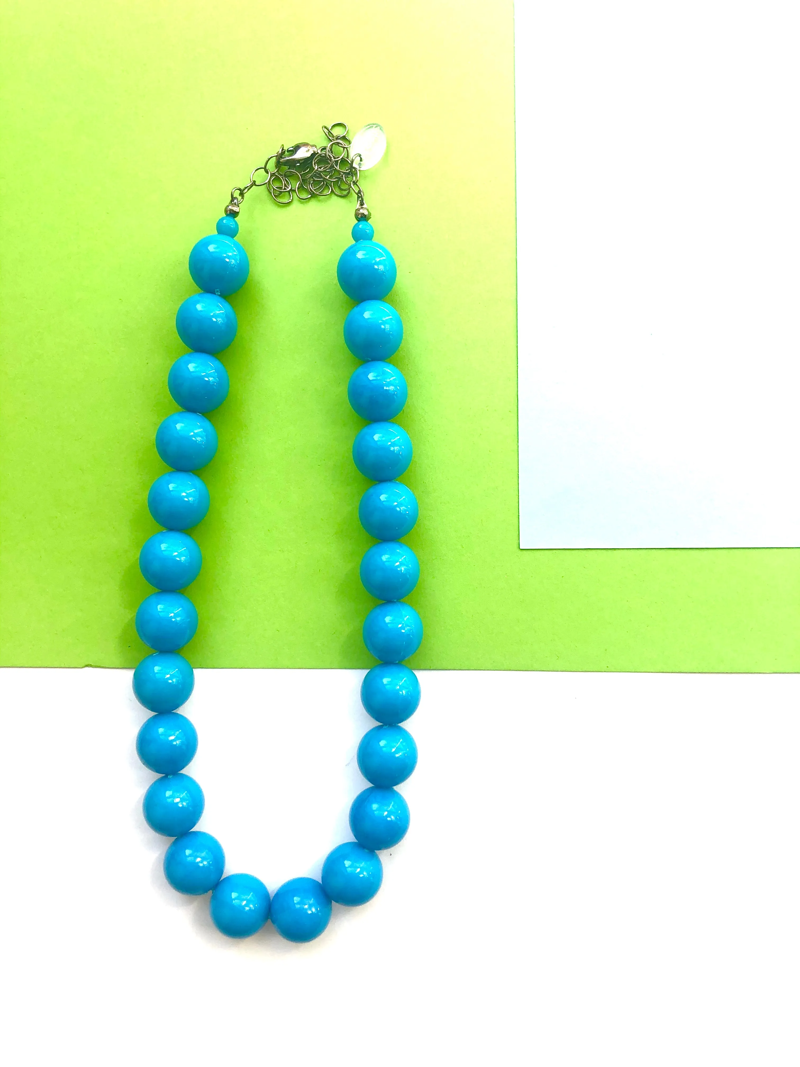 Deep Turquoise Lucite Marco Necklace