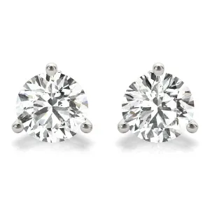 Diamond Stud Earrings Under .50 Carat t.w. With White Gold Three Prong Mounting